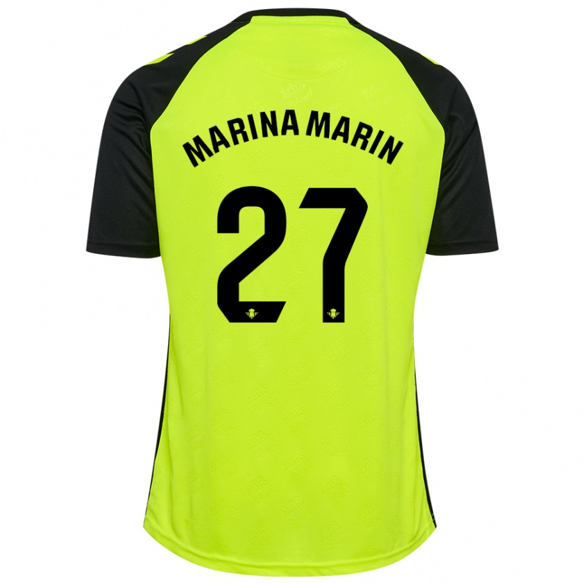 Kandiny Gyermek Marina Marín #27 Fluoreszkáló Sárga Fekete Idegenbeli Jersey 2024/25 Mez Póló Ing