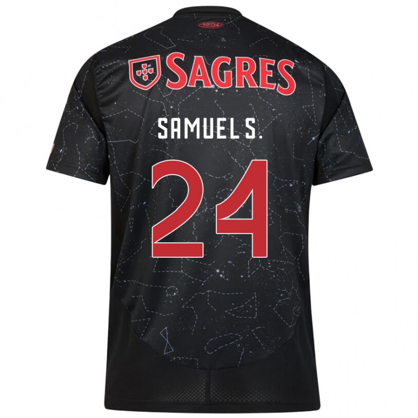 Kandiny Gyermek Samuel Soares #24 Fekete Piros Idegenbeli Jersey 2024/25 Mez Póló Ing