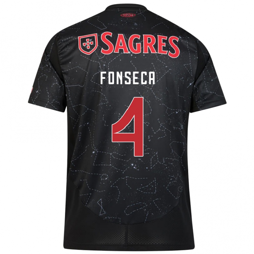 Kandiny Gyermek João Fonseca #4 Fekete Piros Idegenbeli Jersey 2024/25 Mez Póló Ing