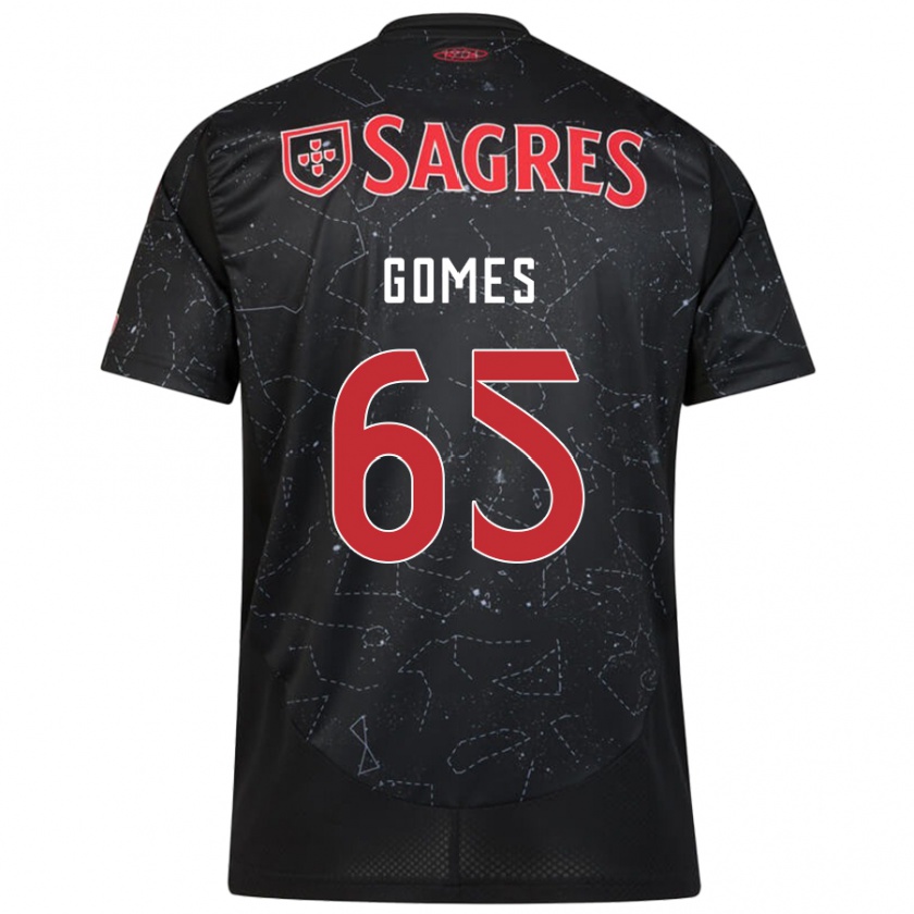 Kandiny Gyermek André Gomes #65 Fekete Piros Idegenbeli Jersey 2024/25 Mez Póló Ing