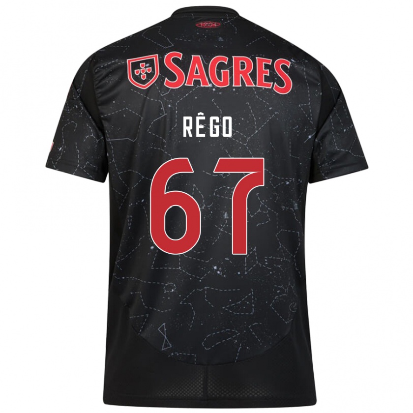 Kandiny Gyermek Rodrigo Rêgo #67 Fekete Piros Idegenbeli Jersey 2024/25 Mez Póló Ing