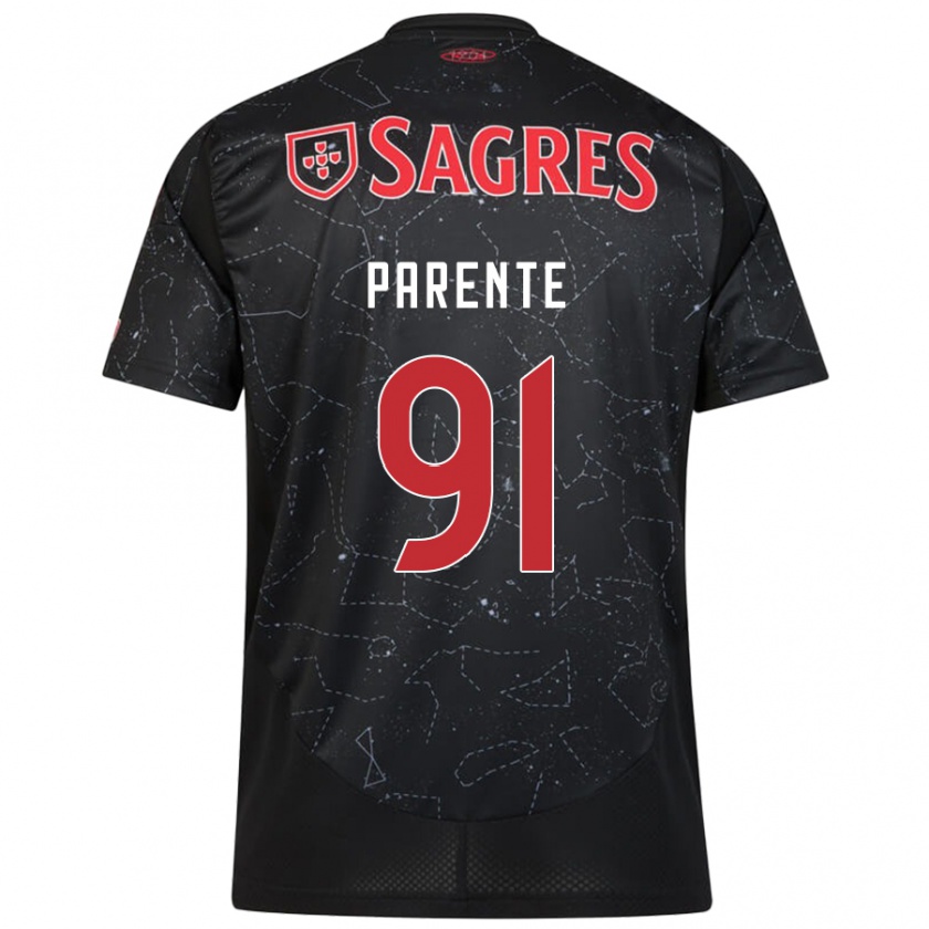 Kandiny Gyermek Tiago Parente #91 Fekete Piros Idegenbeli Jersey 2024/25 Mez Póló Ing