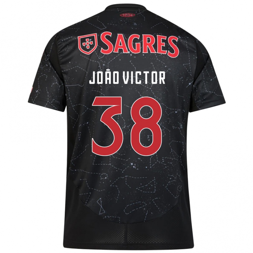 Kandiny Gyermek João Victor #38 Fekete Piros Idegenbeli Jersey 2024/25 Mez Póló Ing