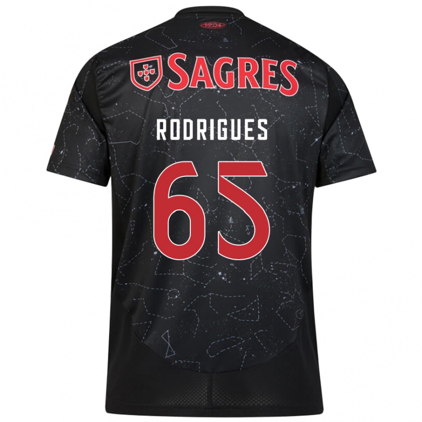 Kandiny Gyermek Rafael Rodrigues #65 Fekete Piros Idegenbeli Jersey 2024/25 Mez Póló Ing