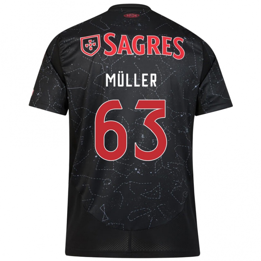 Kandiny Gyermek José Müller #63 Fekete Piros Idegenbeli Jersey 2024/25 Mez Póló Ing