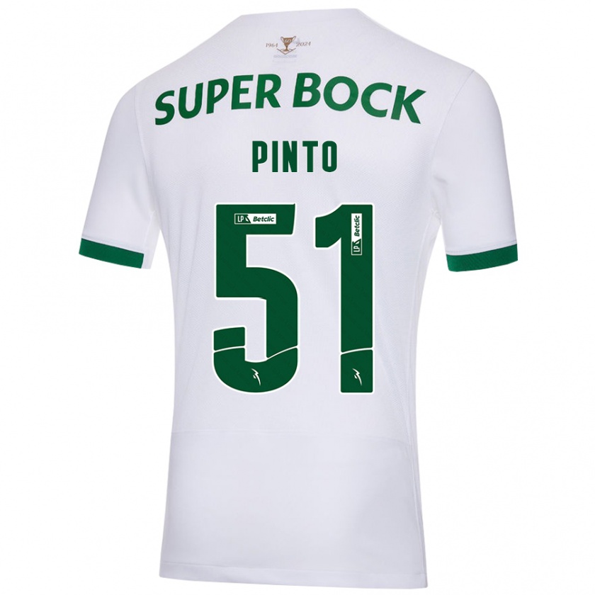 Kandiny Gyermek Diogo Pinto #51 Fehér Zöld Idegenbeli Jersey 2024/25 Mez Póló Ing