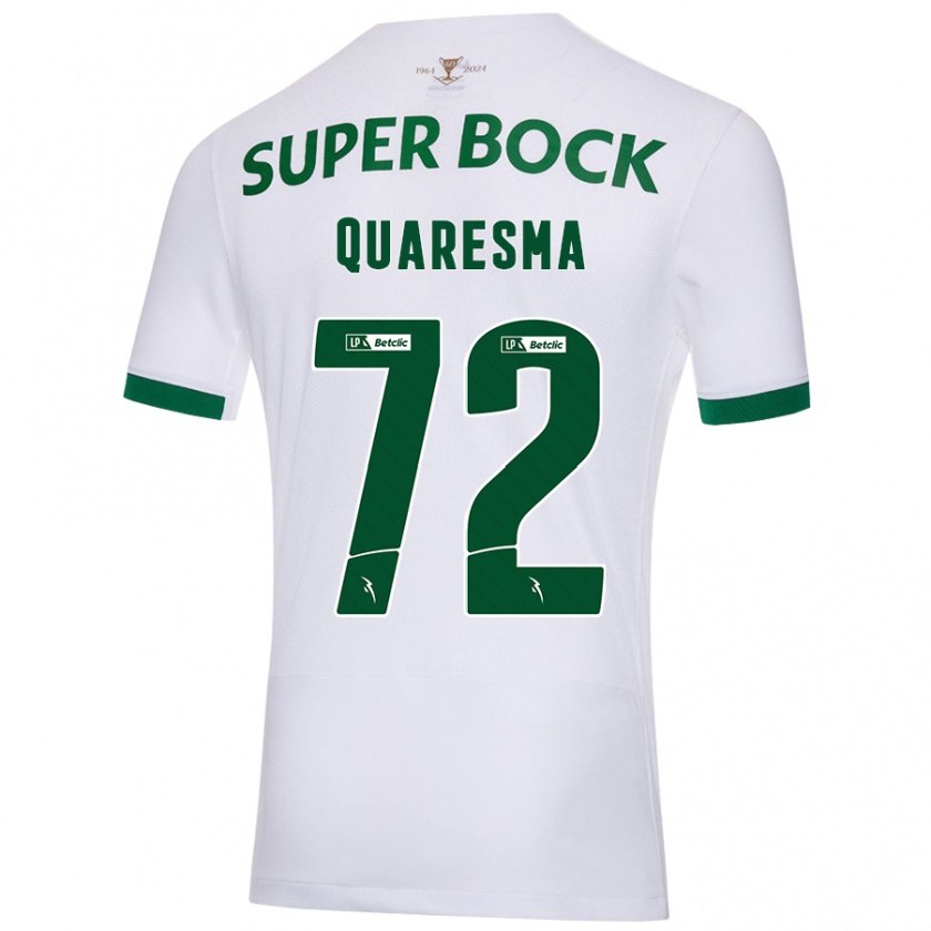 Kandiny Gyermek Eduardo Quaresma #72 Fehér Zöld Idegenbeli Jersey 2024/25 Mez Póló Ing