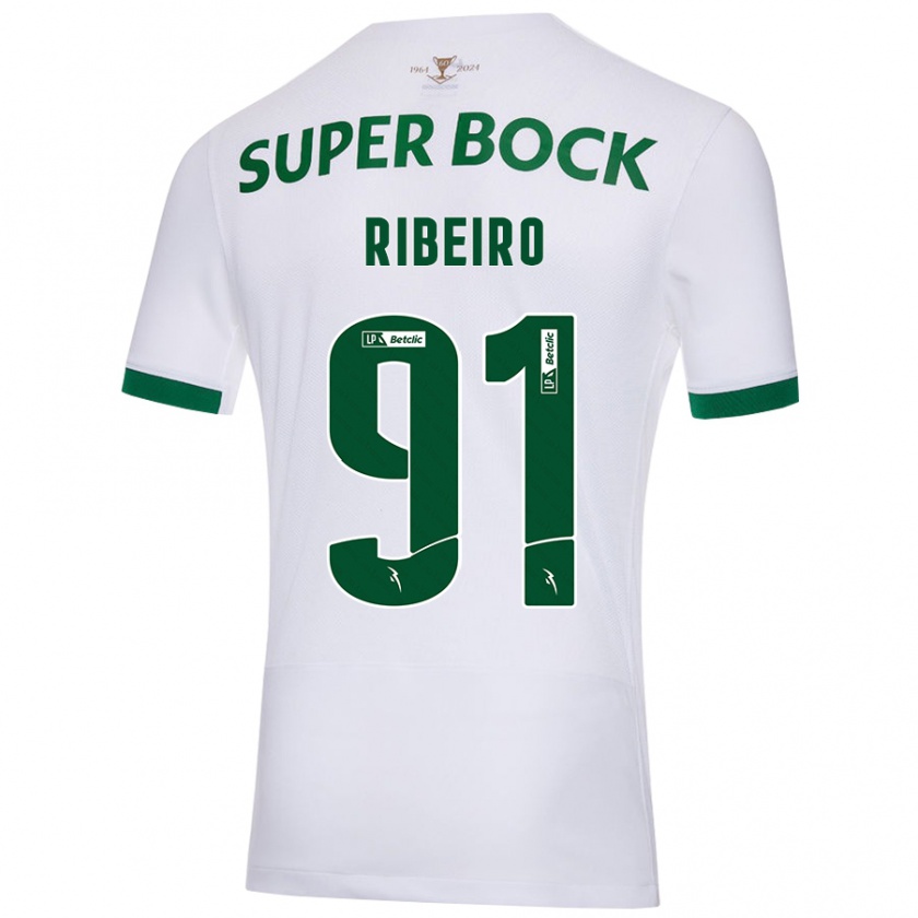 Kandiny Gyermek Rodrigo Ribeiro #91 Fehér Zöld Idegenbeli Jersey 2024/25 Mez Póló Ing