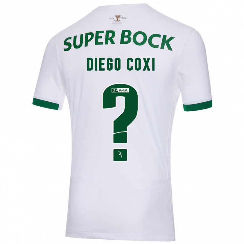 Kandiny Gyermek Diego Coxi #0 Fehér Zöld Idegenbeli Jersey 2024/25 Mez Póló Ing