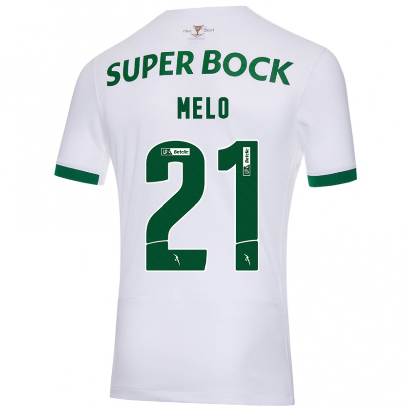 Kandiny Gyermek Gabriel Melo #21 Fehér Zöld Idegenbeli Jersey 2024/25 Mez Póló Ing