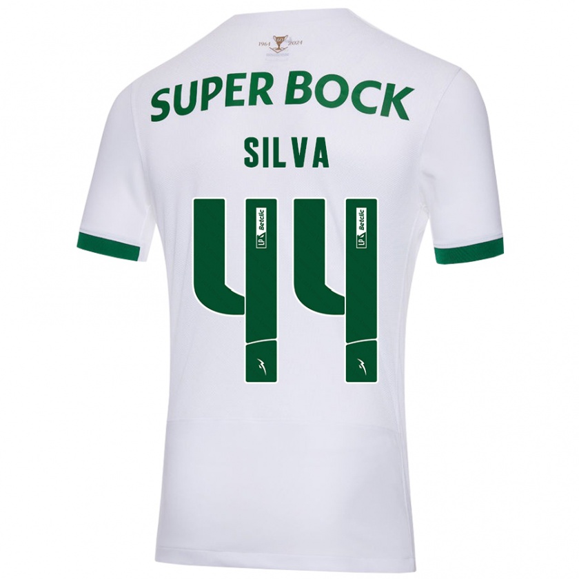 Kandiny Gyermek Pedro Silva #44 Fehér Zöld Idegenbeli Jersey 2024/25 Mez Póló Ing