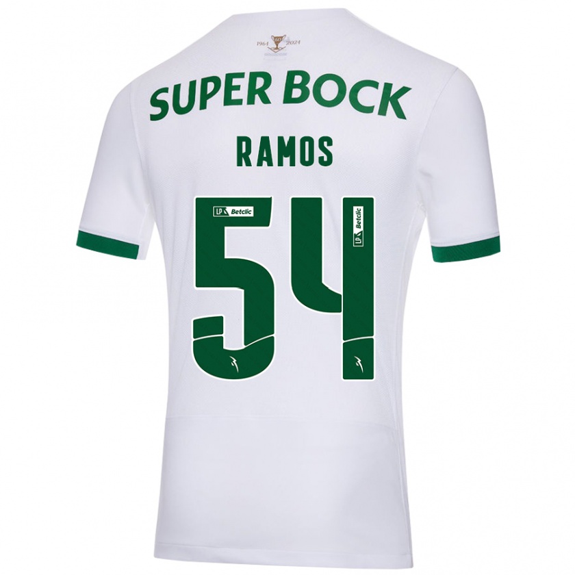 Kandiny Gyermek Bruno Ramos #54 Fehér Zöld Idegenbeli Jersey 2024/25 Mez Póló Ing