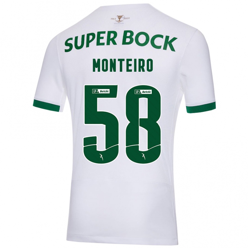 Kandiny Gyermek David Monteiro #58 Fehér Zöld Idegenbeli Jersey 2024/25 Mez Póló Ing