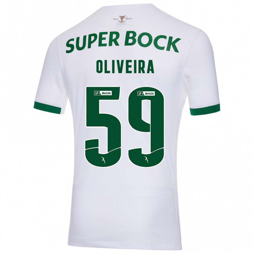 Kandiny Gyermek Kauã Oliveira #59 Fehér Zöld Idegenbeli Jersey 2024/25 Mez Póló Ing