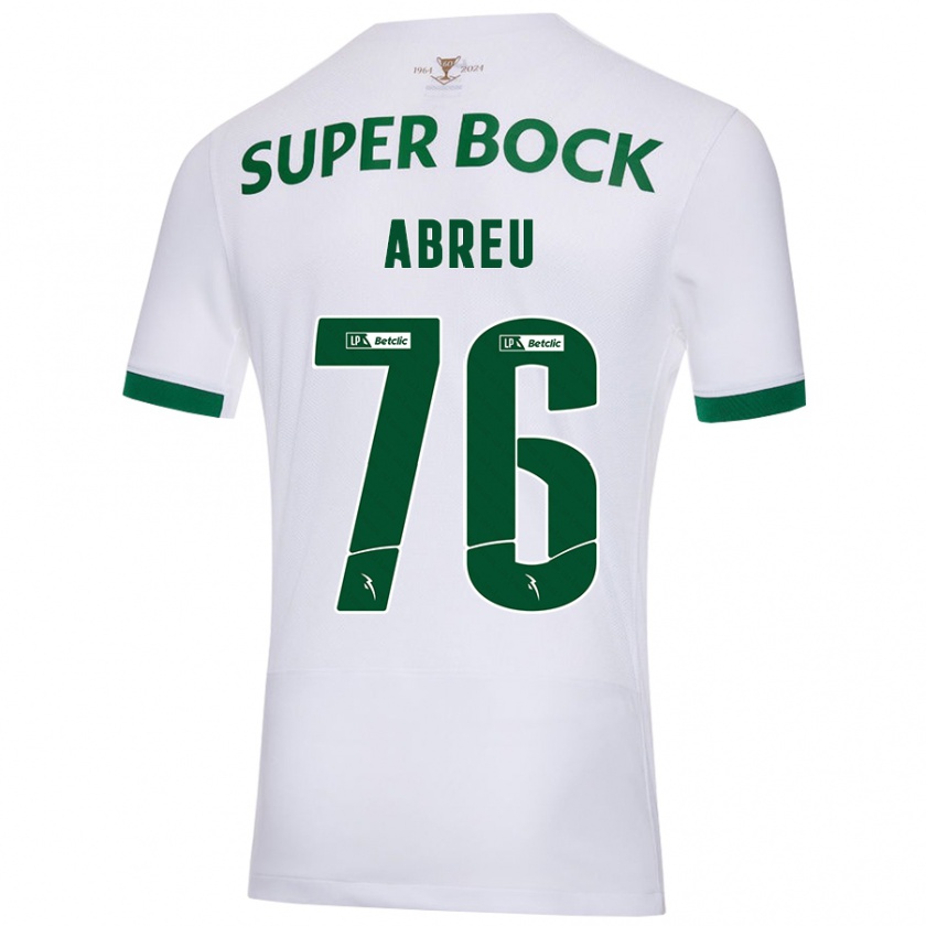 Kandiny Gyermek Diogo Abreu #76 Fehér Zöld Idegenbeli Jersey 2024/25 Mez Póló Ing