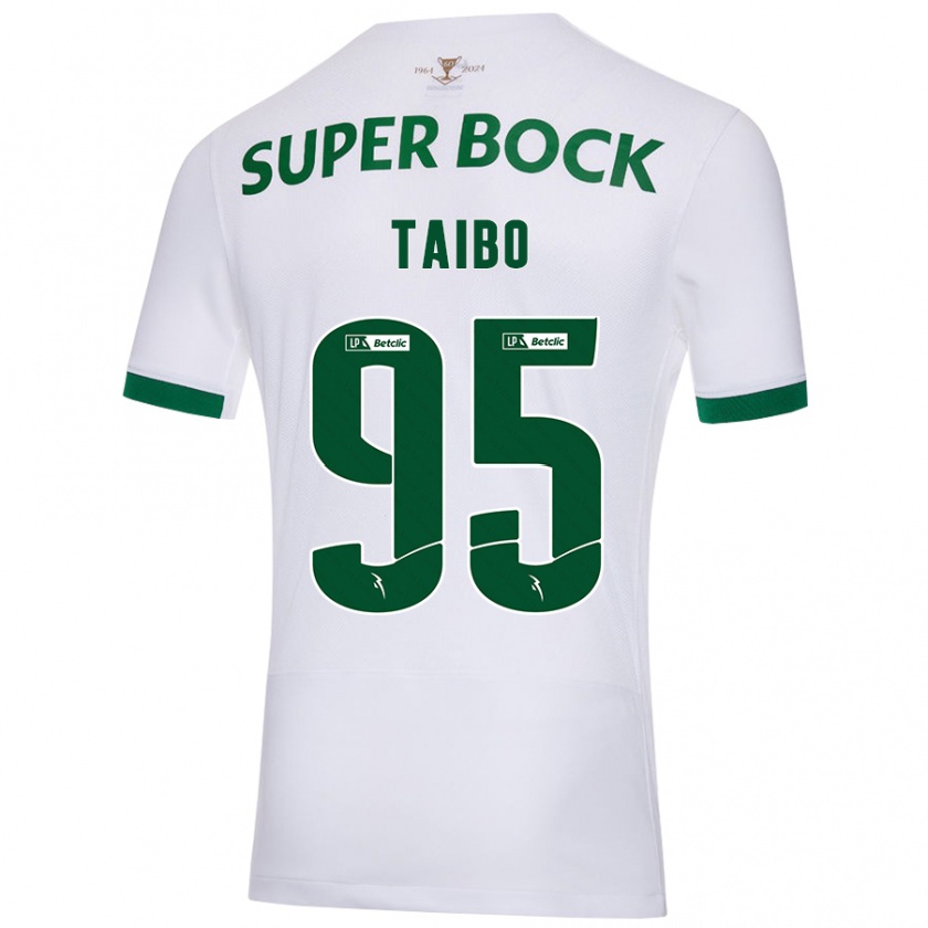 Kandiny Gyermek Lucas Taibo #95 Fehér Zöld Idegenbeli Jersey 2024/25 Mez Póló Ing