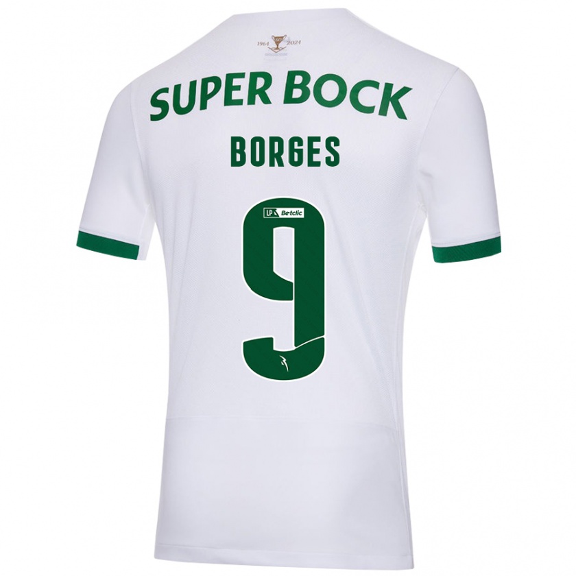 Kandiny Gyermek Ana Borges #9 Fehér Zöld Idegenbeli Jersey 2024/25 Mez Póló Ing