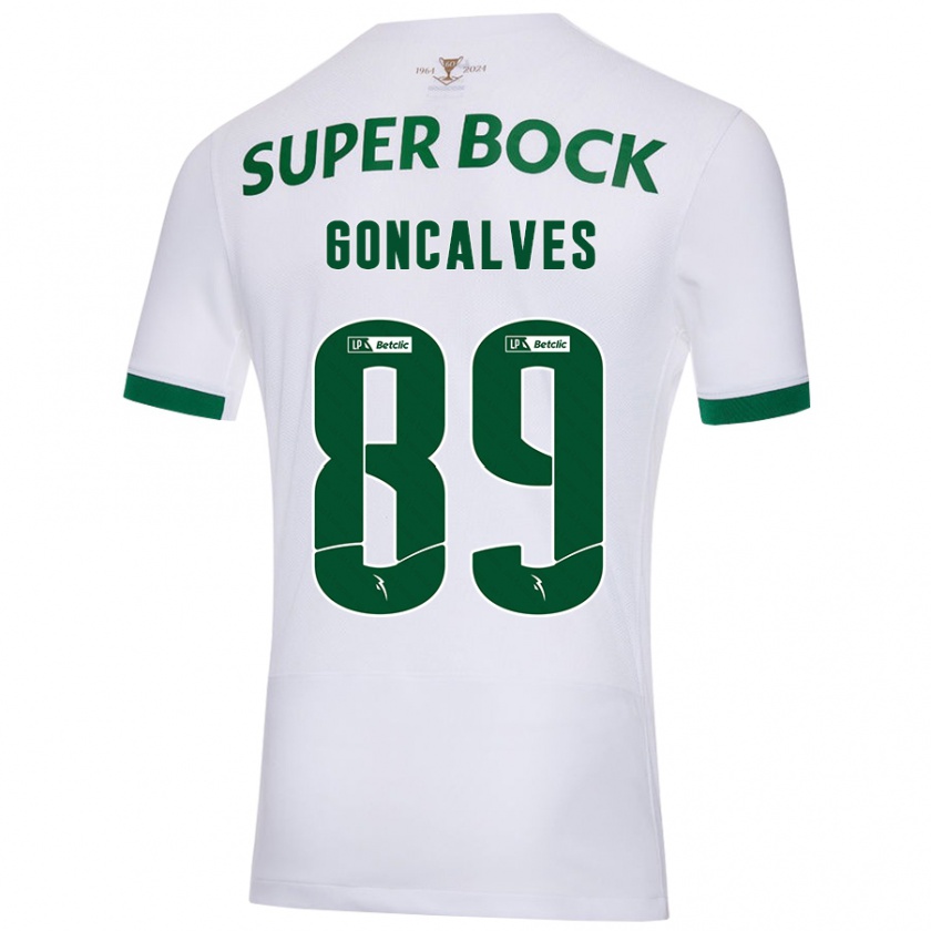 Kandiny Gyermek André Gonçalves #89 Fehér Zöld Idegenbeli Jersey 2024/25 Mez Póló Ing