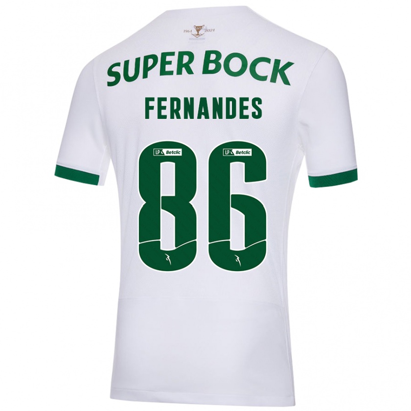 Kandiny Gyermek Emanuel Fernandes #86 Fehér Zöld Idegenbeli Jersey 2024/25 Mez Póló Ing