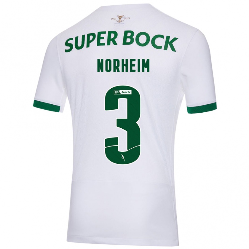 Kandiny Gyermek Andrea Norheim #3 Fehér Zöld Idegenbeli Jersey 2024/25 Mez Póló Ing