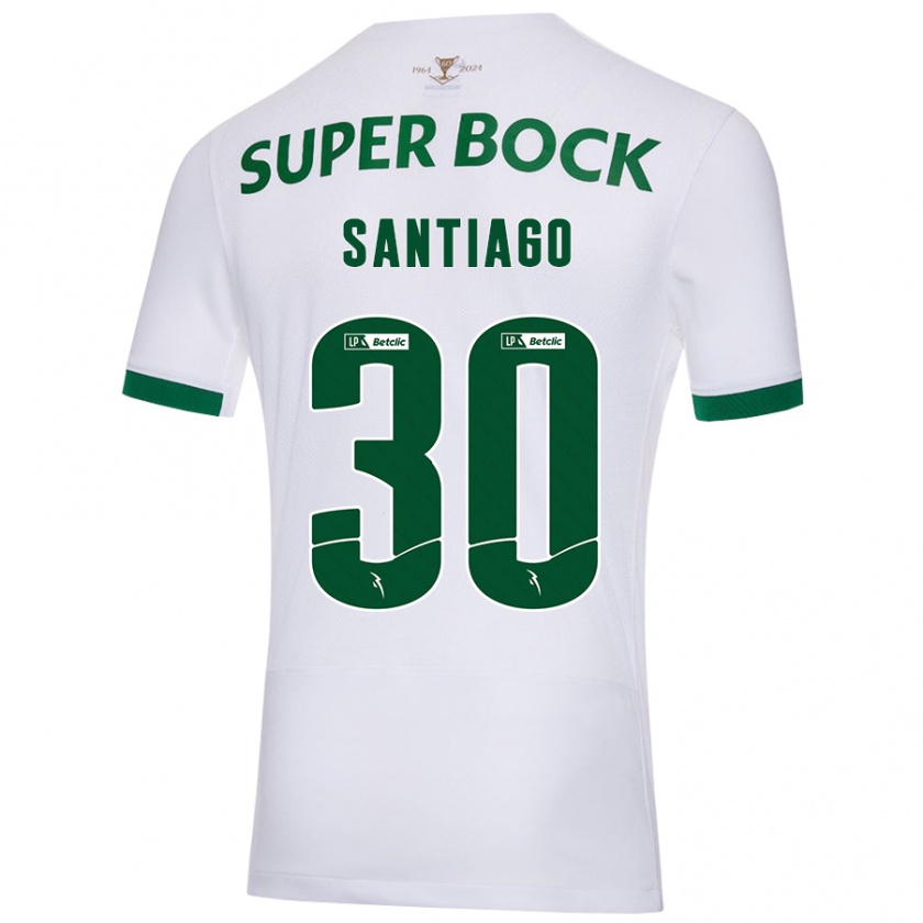 Kandiny Gyermek Carolina Santiago #30 Fehér Zöld Idegenbeli Jersey 2024/25 Mez Póló Ing