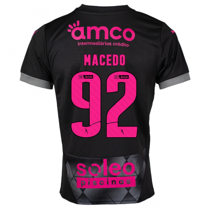 Kandiny Gyermek Rodrigo Macedo #92 Fekete Rózsaszín Idegenbeli Jersey 2024/25 Mez Póló Ing