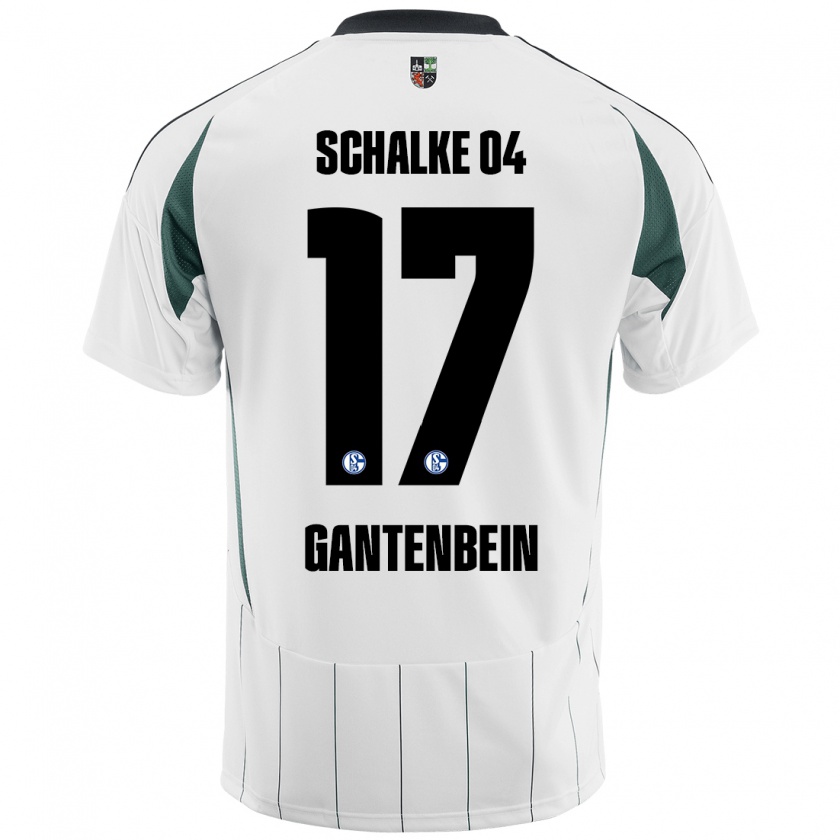 Kandiny Gyermek Adrian Gantenbein #17 Fehér Zöld Idegenbeli Jersey 2024/25 Mez Póló Ing