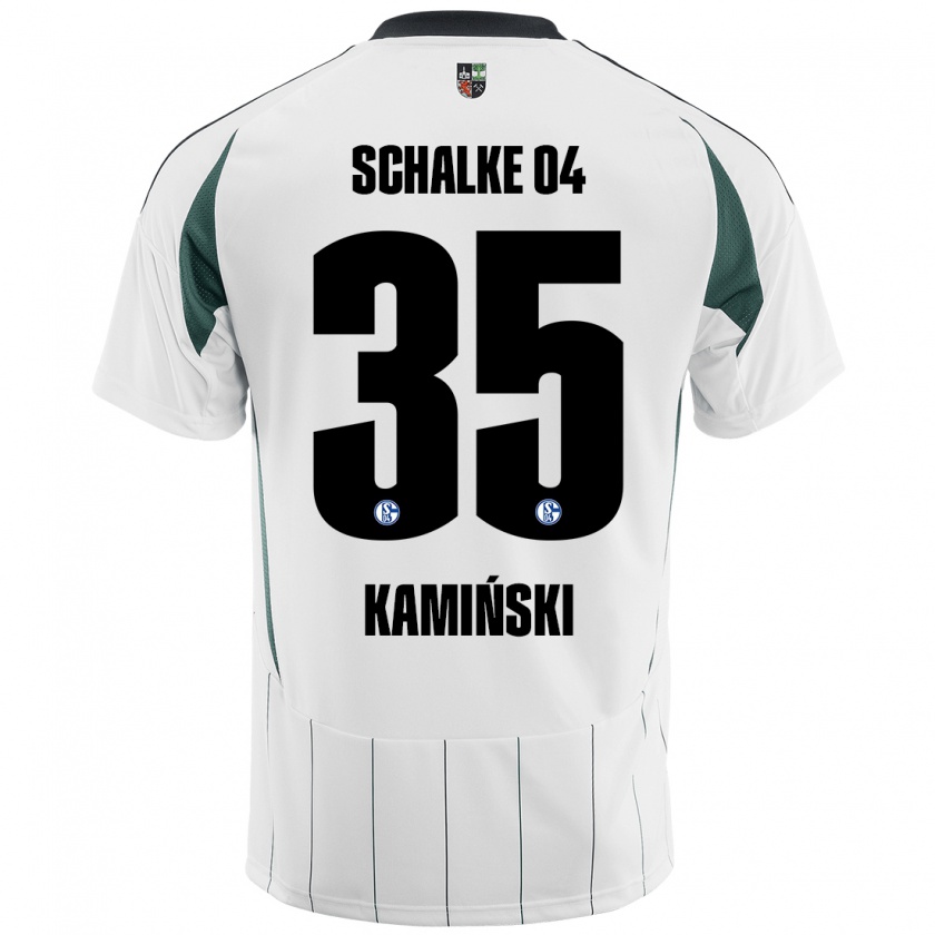 Kandiny Gyermek Marcin Kaminski #35 Fehér Zöld Idegenbeli Jersey 2024/25 Mez Póló Ing