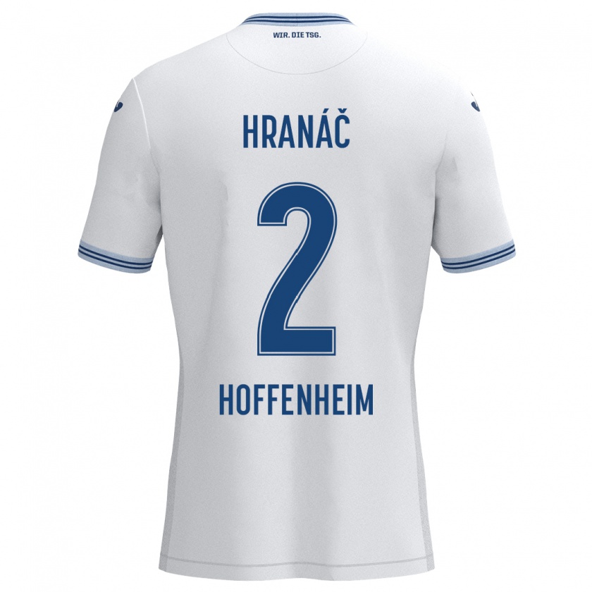 Kandiny Gyermek Robin Hranac #2 Fehér Kék Idegenbeli Jersey 2024/25 Mez Póló Ing