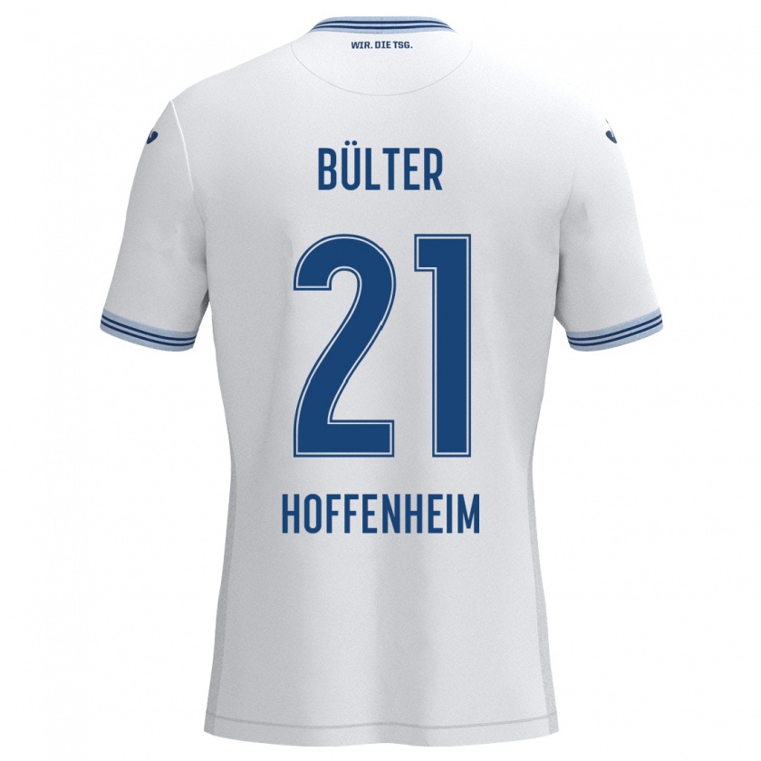 Kandiny Gyermek Marius Bülter #21 Fehér Kék Idegenbeli Jersey 2024/25 Mez Póló Ing