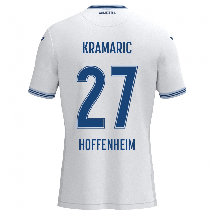 Kandiny Gyermek Andrej Kramaric #27 Fehér Kék Idegenbeli Jersey 2024/25 Mez Póló Ing