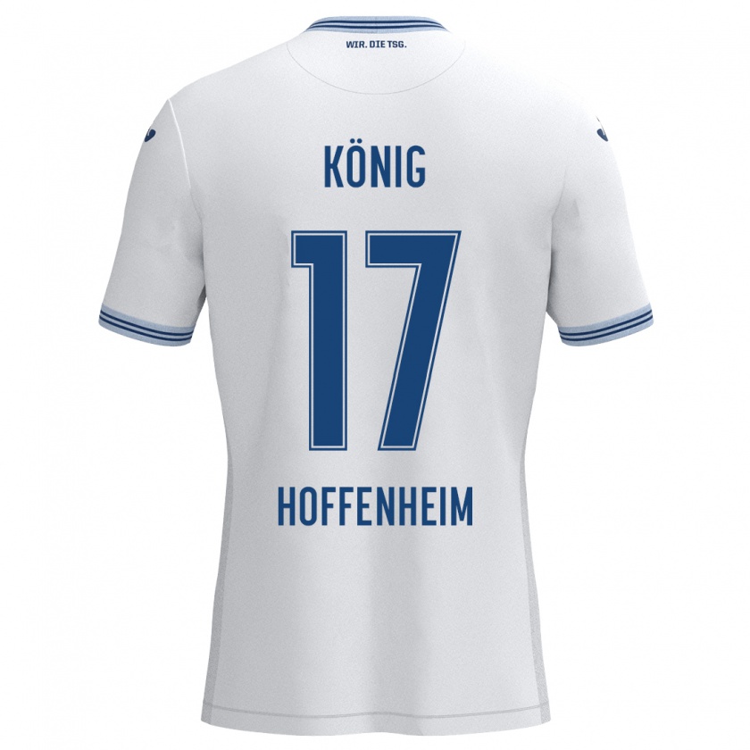 Kandiny Gyermek Noah König #17 Fehér Kék Idegenbeli Jersey 2024/25 Mez Póló Ing