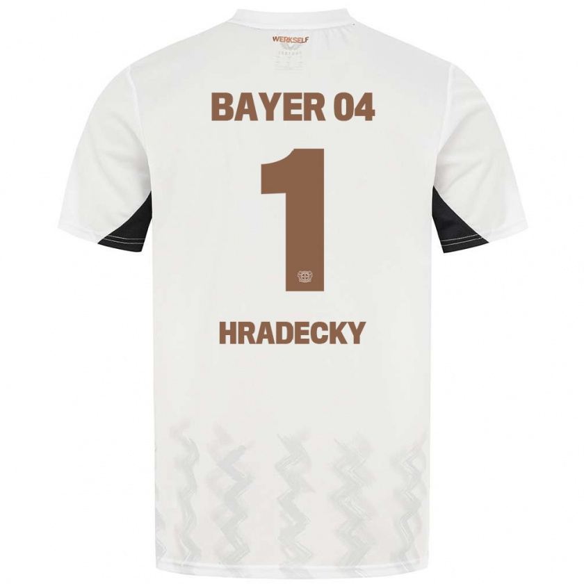 Kandiny Gyermek Lukas Hradecky #1 Fehér Fekete Idegenbeli Jersey 2024/25 Mez Póló Ing