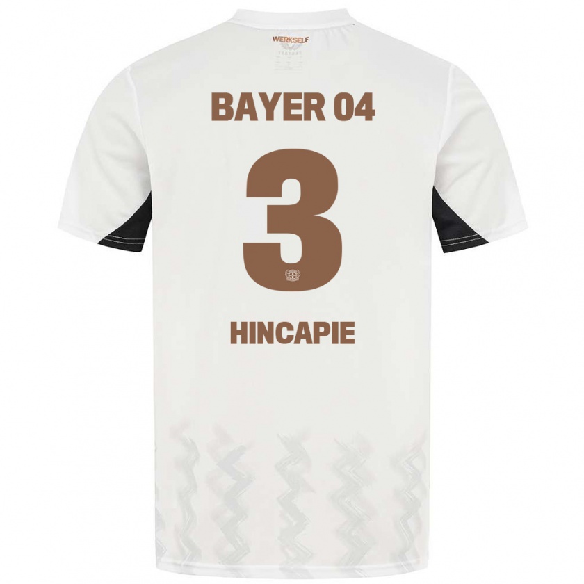 Kandiny Gyermek Piero Hincapié #3 Fehér Fekete Idegenbeli Jersey 2024/25 Mez Póló Ing