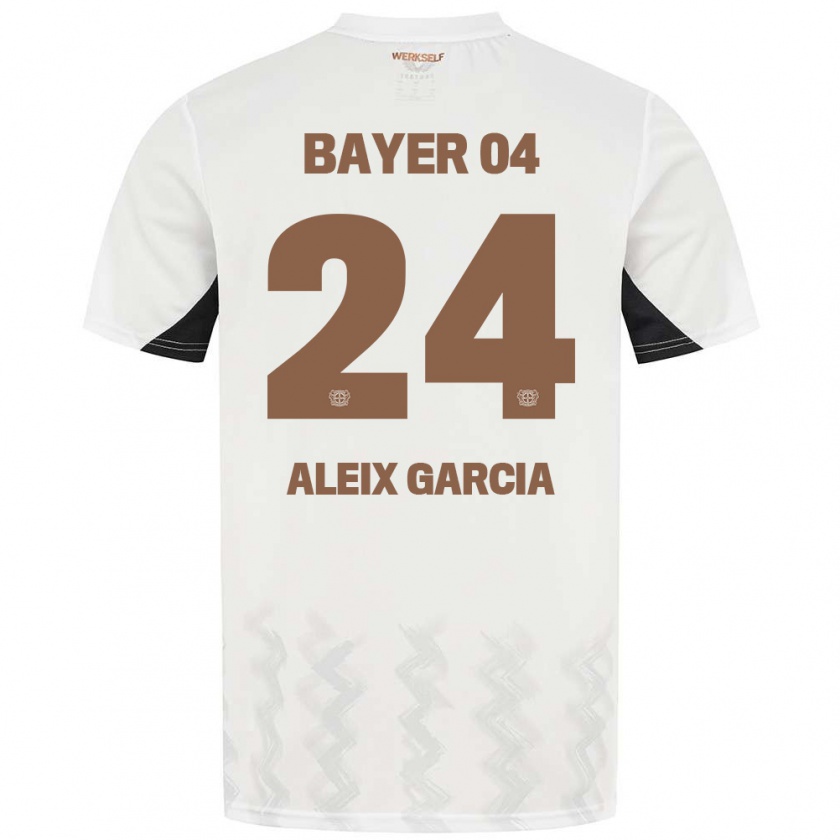 Kandiny Gyermek Aleix García #24 Fehér Fekete Idegenbeli Jersey 2024/25 Mez Póló Ing