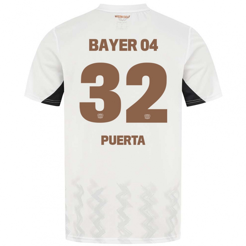 Kandiny Gyermek Gustavo Puerta #32 Fehér Fekete Idegenbeli Jersey 2024/25 Mez Póló Ing