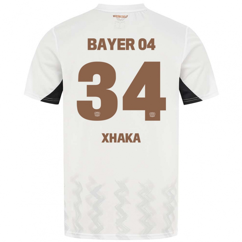 Kandiny Gyermek Granit Xhaka #34 Fehér Fekete Idegenbeli Jersey 2024/25 Mez Póló Ing