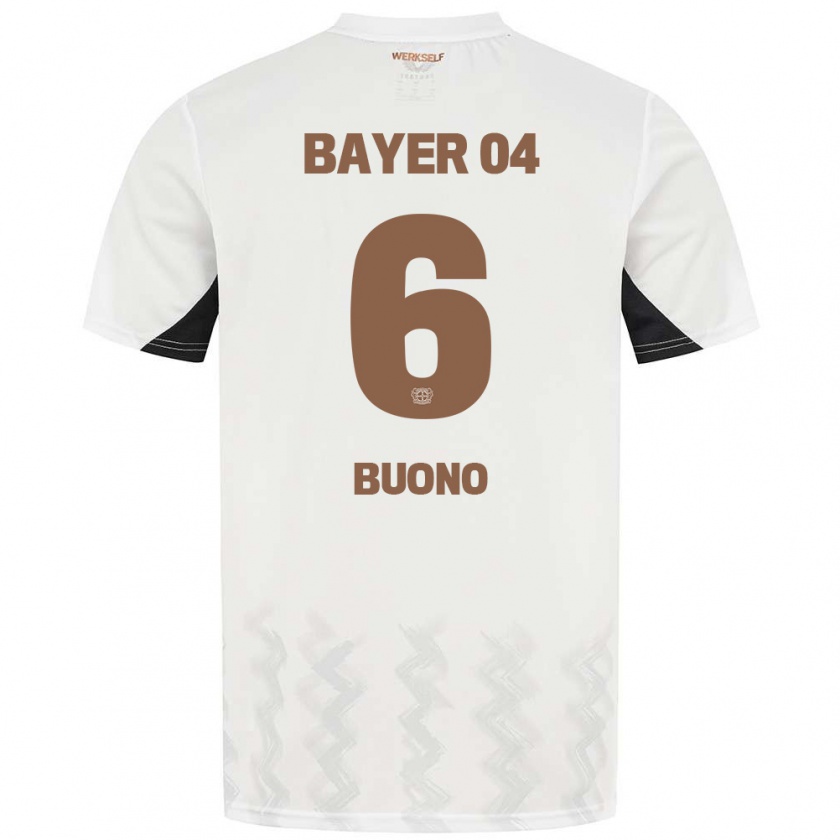 Kandiny Gyermek Francesco Buono #6 Fehér Fekete Idegenbeli Jersey 2024/25 Mez Póló Ing