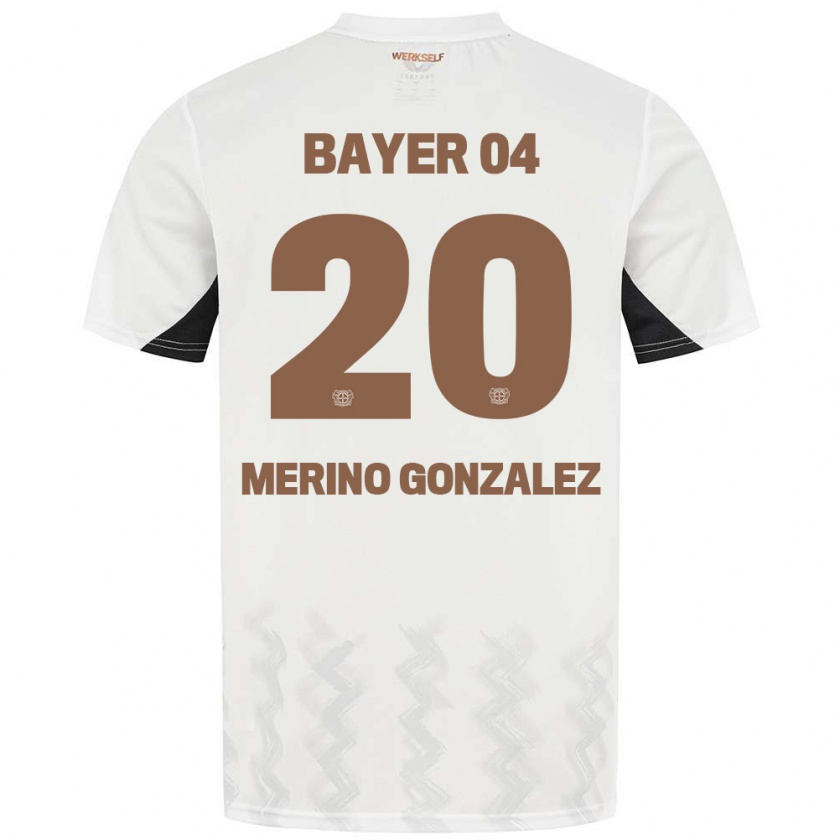 Kandiny Gyermek Estrella Merino Gonzalez #20 Fehér Fekete Idegenbeli Jersey 2024/25 Mez Póló Ing