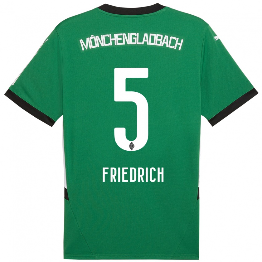 Kandiny Gyermek Marvin Friedrich #5 Zöld Fehér Idegenbeli Jersey 2024/25 Mez Póló Ing