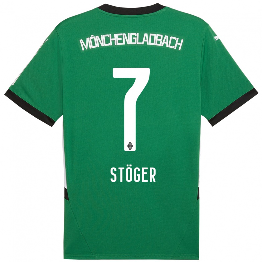 Kandiny Gyermek Kevin Stöger #7 Zöld Fehér Idegenbeli Jersey 2024/25 Mez Póló Ing