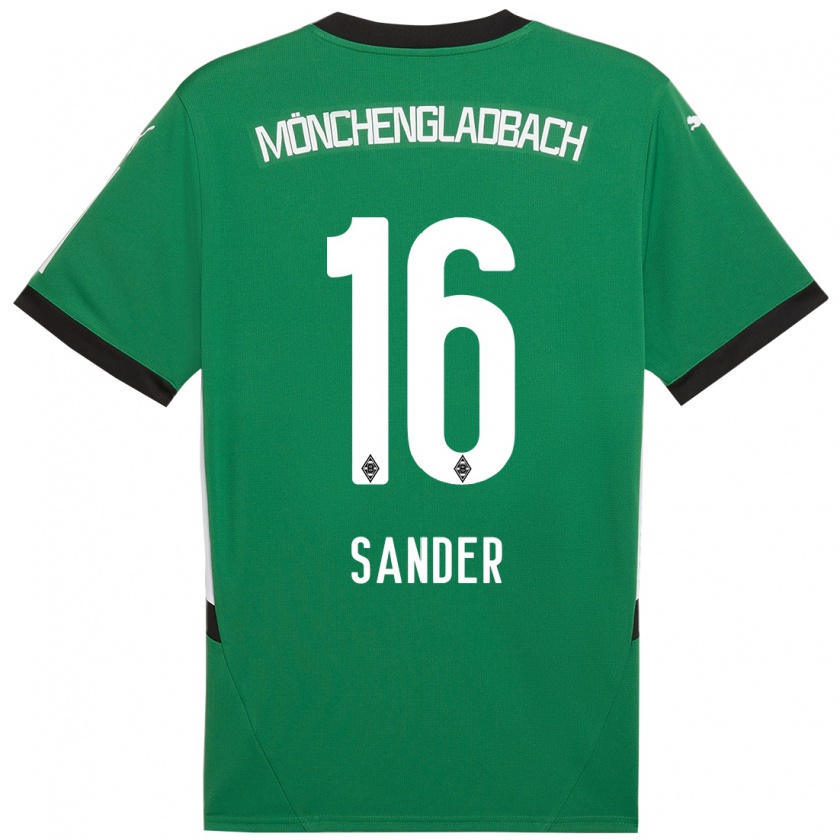 Kandiny Gyermek Philipp Sander #16 Zöld Fehér Idegenbeli Jersey 2024/25 Mez Póló Ing