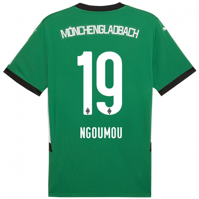 Kandiny Gyermek Nathan Ngoumou #19 Zöld Fehér Idegenbeli Jersey 2024/25 Mez Póló Ing