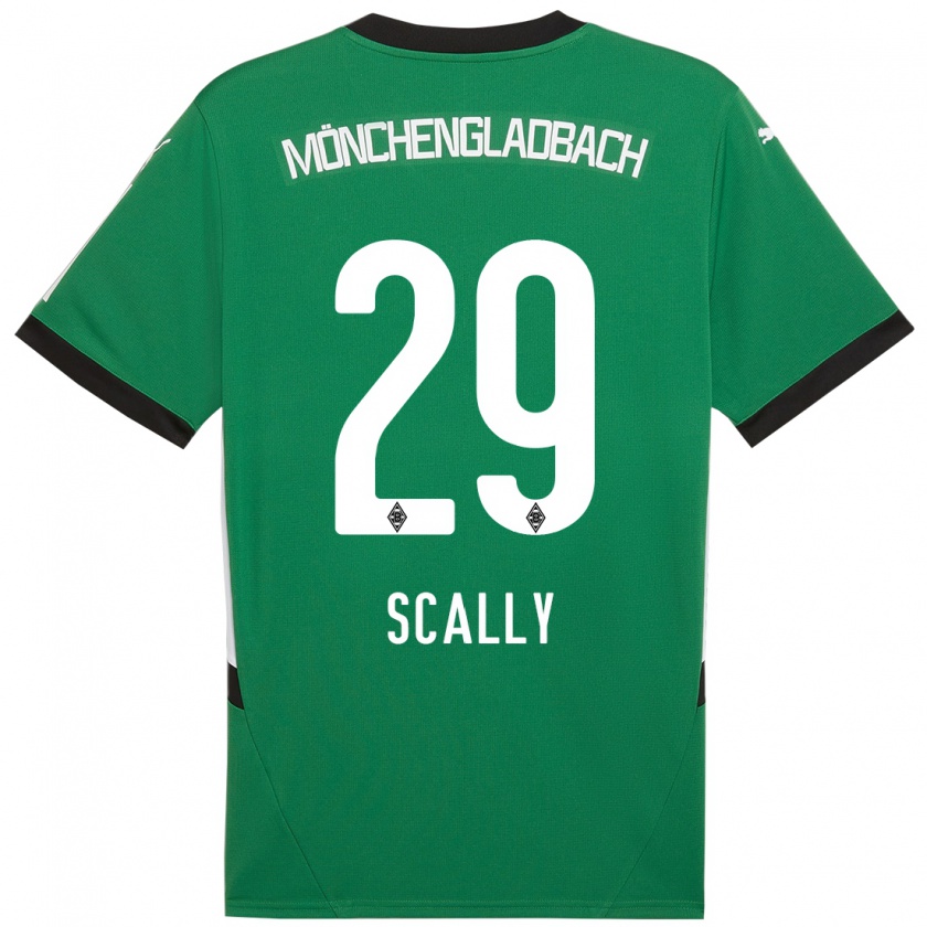 Kandiny Gyermek Joe Scally #29 Zöld Fehér Idegenbeli Jersey 2024/25 Mez Póló Ing