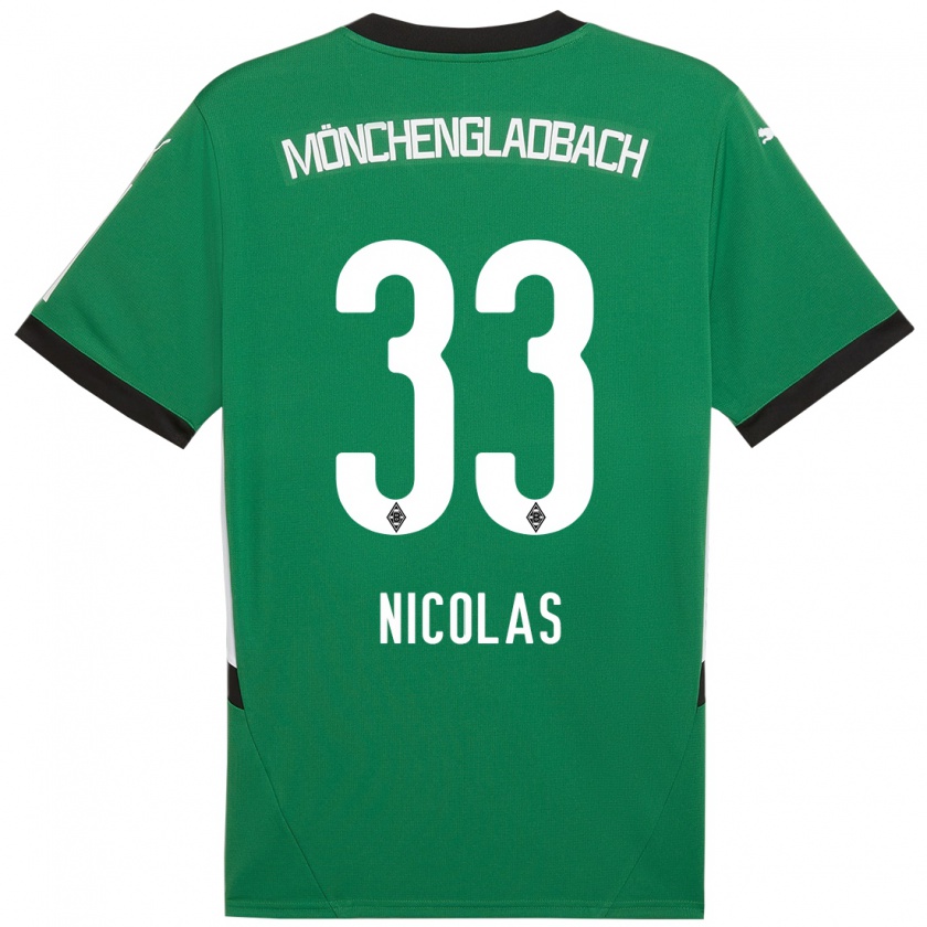 Kandiny Gyermek Moritz Nicolas #33 Zöld Fehér Idegenbeli Jersey 2024/25 Mez Póló Ing