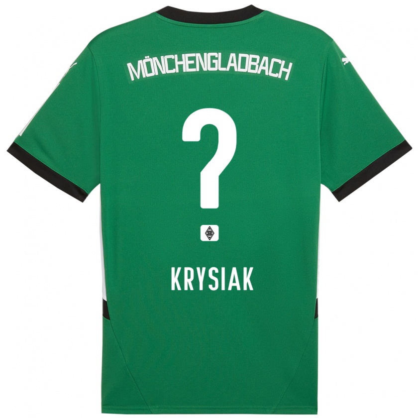 Kandiny Gyermek Bartlomiej Krysiak #0 Zöld Fehér Idegenbeli Jersey 2024/25 Mez Póló Ing