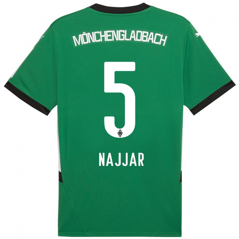 Kandiny Gyermek Jamil Najjar #5 Zöld Fehér Idegenbeli Jersey 2024/25 Mez Póló Ing