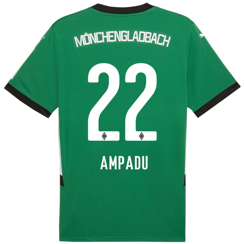 Kandiny Gyermek Leon Ampadu #22 Zöld Fehér Idegenbeli Jersey 2024/25 Mez Póló Ing