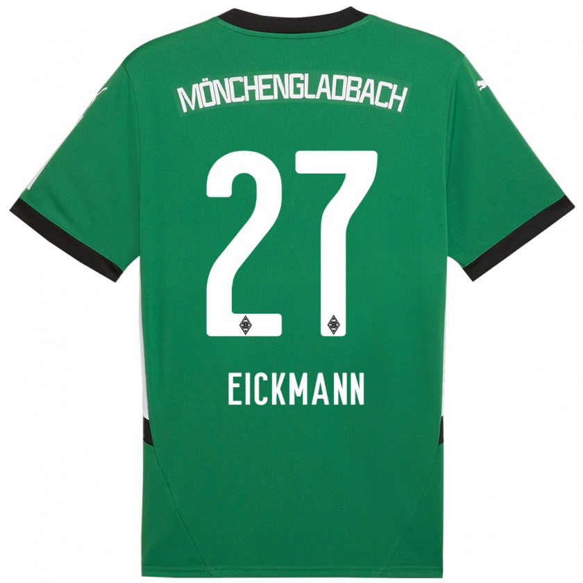 Kandiny Gyermek Mia Eickmann #27 Zöld Fehér Idegenbeli Jersey 2024/25 Mez Póló Ing