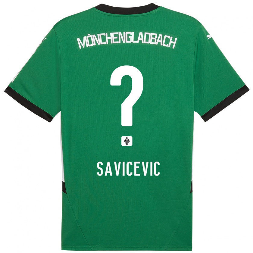 Kandiny Gyermek Stefan Savicevic #0 Zöld Fehér Idegenbeli Jersey 2024/25 Mez Póló Ing